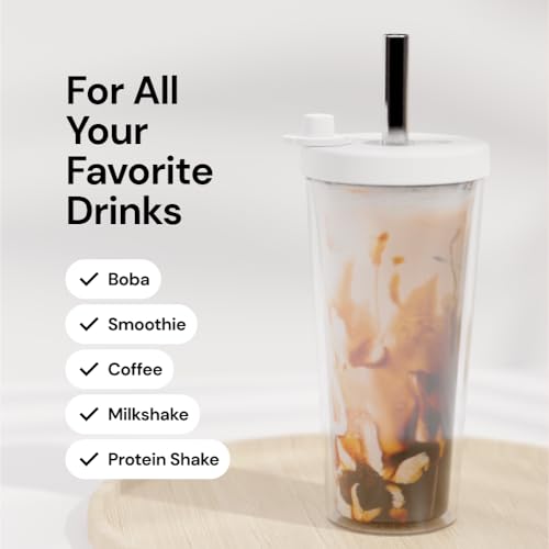 Reusable Boba Cup with Resealable Lid Plug