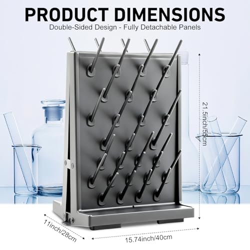 1 Pcs 54 Pegs Lab Drying Racks Double Sided Pegboard Bench