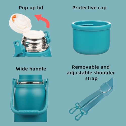 Stainless Steel Insulated Bottle with Handle & Strap
