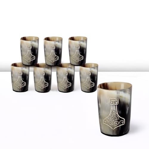 Viking Horn Shot Glasses Set of 8 (8 Count)