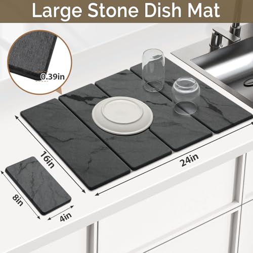 Large Stone Dish Drying Mat for Kitchen Counter (2 Count)