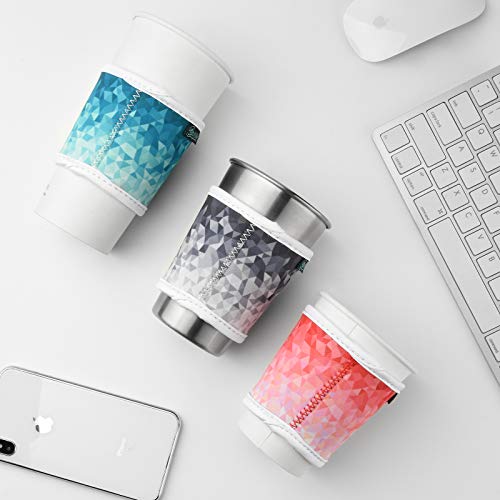 8pcs Anti Slip Neoprene 2.5mm Thick Collapsible Heat Resistant Coffee Cup Insulated Sleeve for Coffee (8 Count)
