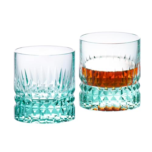 Crystal Whiskey Glasses Set of 2 Hand Blown Old Fashioned Glasses
