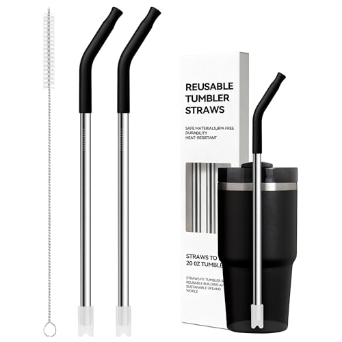 Metal Straws With Silicone Tip For Stanley Adventure Quencher H2.0 Tumbler 14 oz 20 oz