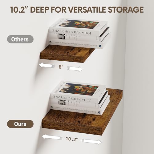 10x10 Inches Floating Shelves Wall Mounted Set of 2 (2 Count)