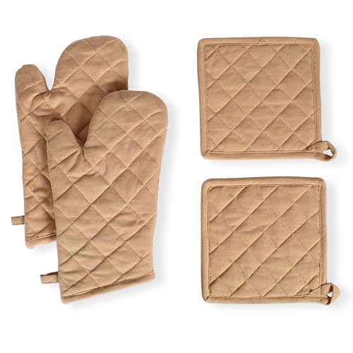 Pot Holders and Oven Mitts Sets for Kitchen Heat Resistant (4 Count)