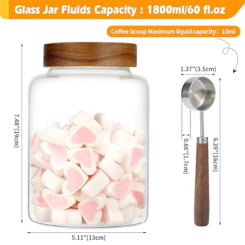 Large Glass Coffee Jars with Spoons 60 oz