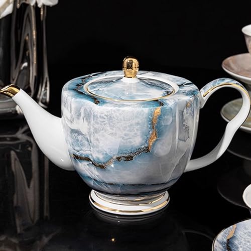 Luxury Marble Pattern Tea Set with Gold Trim
