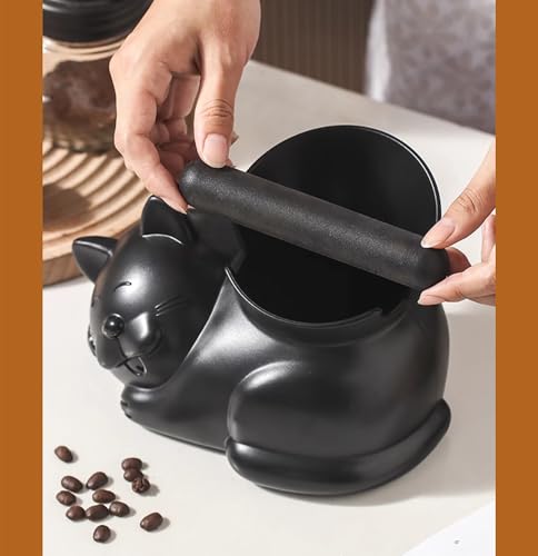 Cute Cat Coffee Knock Box Espresso Machine Accessories Small Coffee Dump Bin for Home and Office