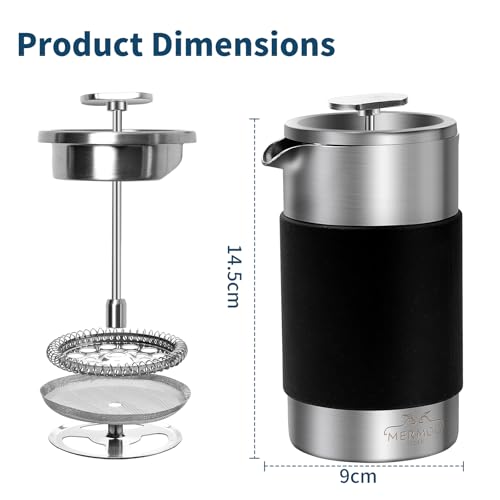 Mini French Press Coffee Maker 12oz Insulated French Press with Pouch