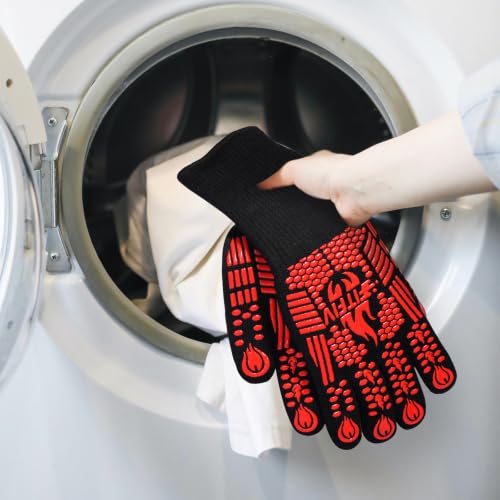 BBQ Gloves 1472°F Heat Resistant with Silicone Grip Oven Mitts (2 Count)