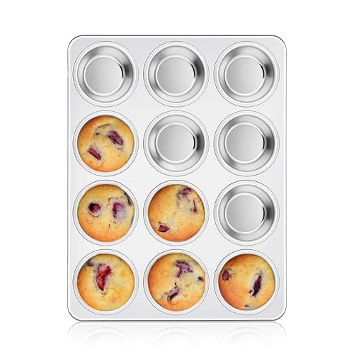 Stainless Steel Muffin Cupcake Pan 12 Cups (2.5 Count)