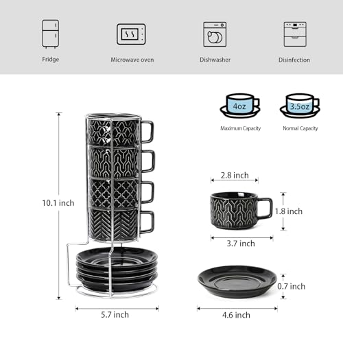 4oz Ceramic Espresso Cups Set of 4 (4 Count)