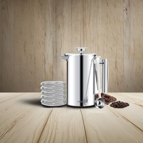 34oz French Press Coffee Maker Stainless Steel Insulated Coffee Press Stainless Steel French Press 1 Liter