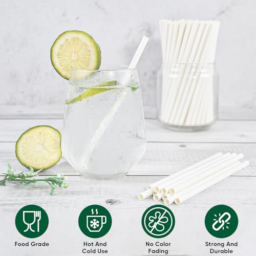 400 Pack] Compostable Short Paper Straws Individually Wrapped (400 Count)