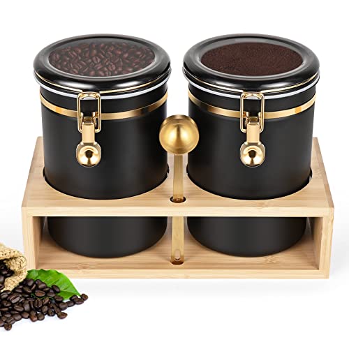2×63OZ Stainless Steel Coffee Container with Shelf and Scoop for Coffee Bar (80 Ounce)