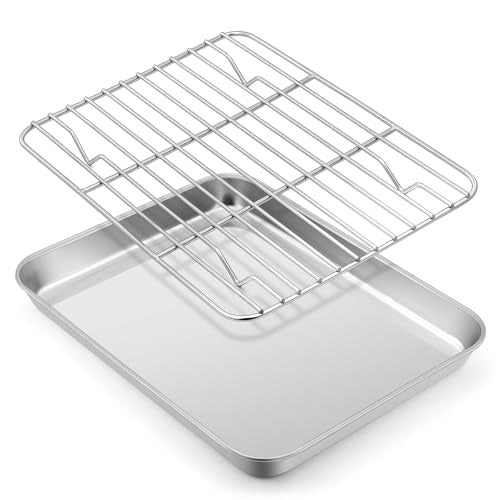 Small Metal Toaster Oven Tray with Rack Set