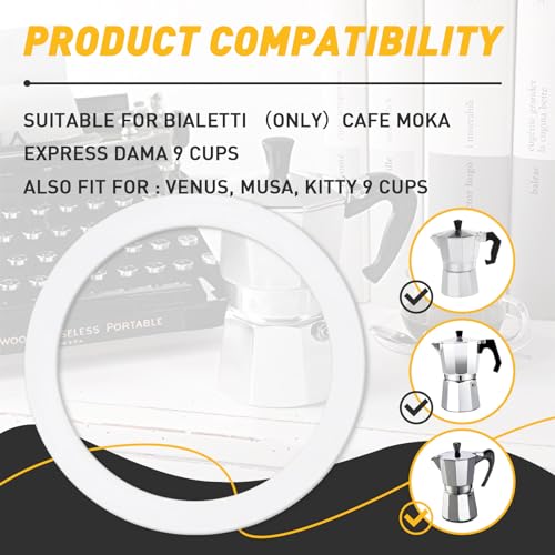 6 Pcs Gasket Seal Rings for Bialetti Moka Express Dama 9 Cups (6 Count)