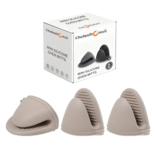 Silicone Oven Mitts Heat Resistant 3 Pair Mini Pot Pinch Grip (6 Count)