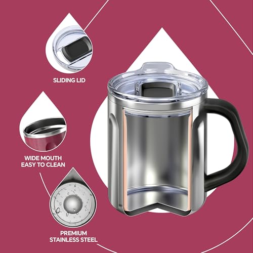16 oz Insulated Coffee Mug with Lid and Handle