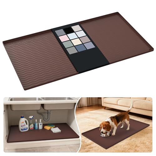 Waterproof Silicone Under Sink Mat 40'' x 22'' Shelf Liner for Kitchen and Bathroom