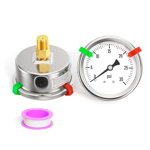 0 30PSI Stainless Steel Liquid Filled Pressure Gauge