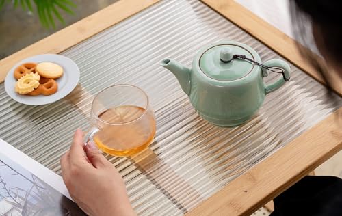 Ceramic Teapot with Infuser for Tea Coffee Milk as Gift Pink Cyan