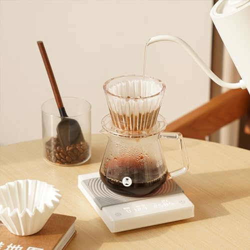 Coffee Scale Basic 2.0 Electronic Espresso White Scale with Water Flow Rate and Timer Function