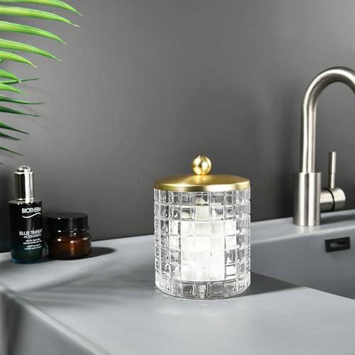 Clear Tranparent Apothecary Etched Geometric Grid Glass Jar W