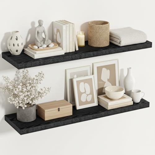 Black Floating Shelve 48 Inches 12 Inch Deep (2 Count)
