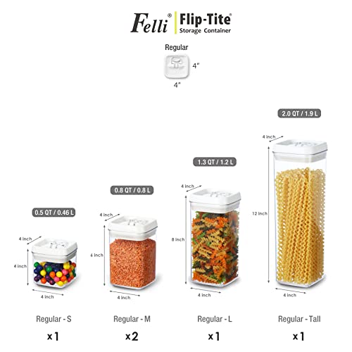 Flip Tite Storage Container with Lid 4" Airtight Ring Seal Top (5 Count)