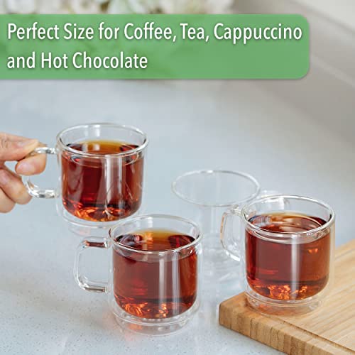 BTaT Double Walled Stackable Glass Coffee Mugs (4 Count)