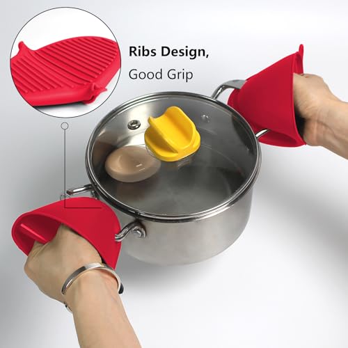 3 Pairs Silicone Oven Mitts Sets Pot Holders Heat Resistant for Kitchen (6 Count)