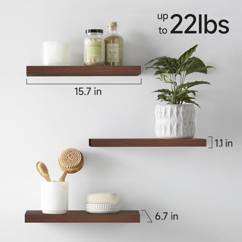 Walnut Like Floating Shelves 15.7in