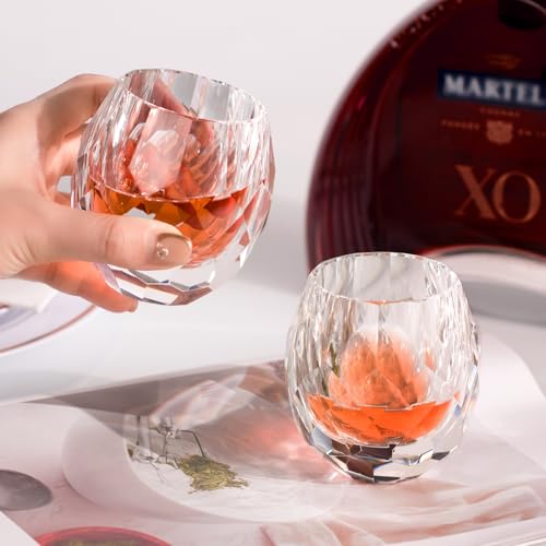 Crystal Whiskey Glasses Set of 2 Handcrafted Old Fashioned Glasses (2 Count)
