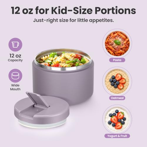 12oz Insulated Vacuum Food Jar with Buckle Lid Wide Mouth Soup Thermo for Hot Food Kids Leakproof Stainless Steel Lunch Container