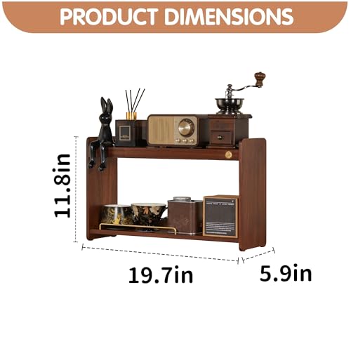 Wooden Cup Holder 2 Tier Walnut Shelf Organizer