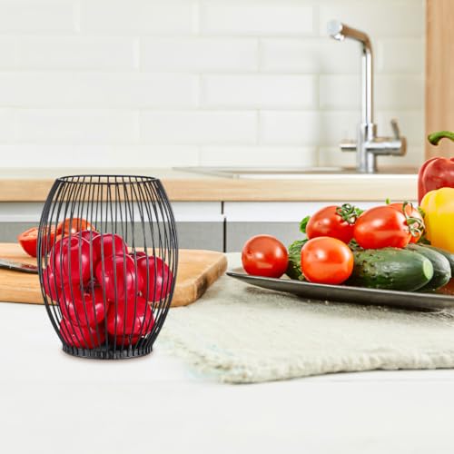 Coffee Pod Holder Wire Basket for Storage Black Metal Fruit Basket for Kitchen Counter Home Office and Hotel 6.10 X 5.31 X 5.31 in Storage Organizer