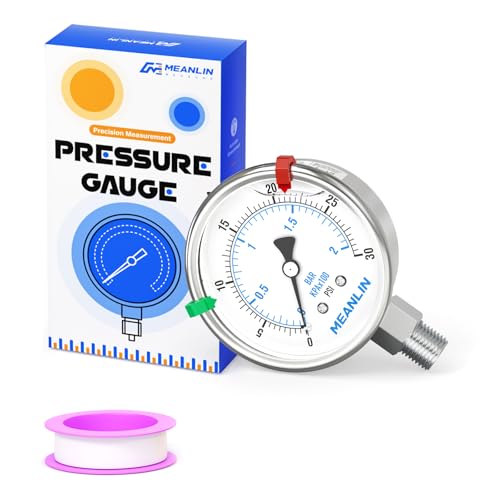 0~30Psi Liquid Filled Pressure Gauge Stainless Steel 2.5" FACE DIAL 1