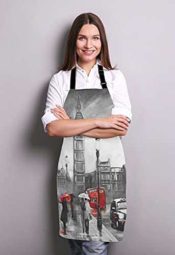 Street view of london Bib Apron with Adjustable Neck for Men Women