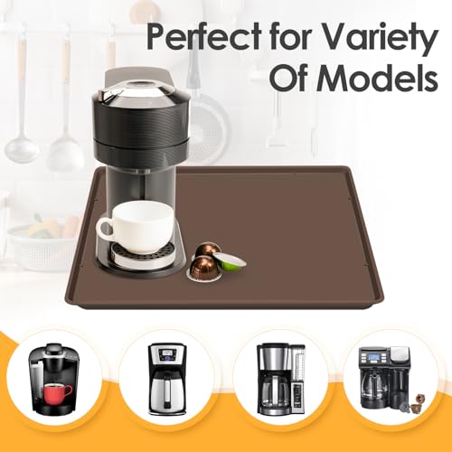 Silicone Coffee Maker Mat with Lip for Countertops