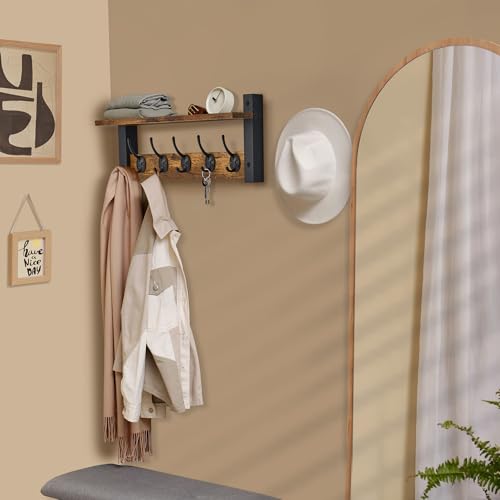Coat Rack Wall Mount with Shelf