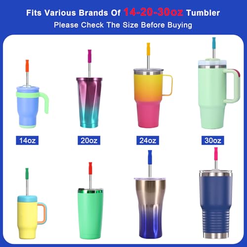 Newly Upgraded 8.5In Reusable Stainless Steel Straws Set 12 PCS with 12 Silicone Tips (12 Count)