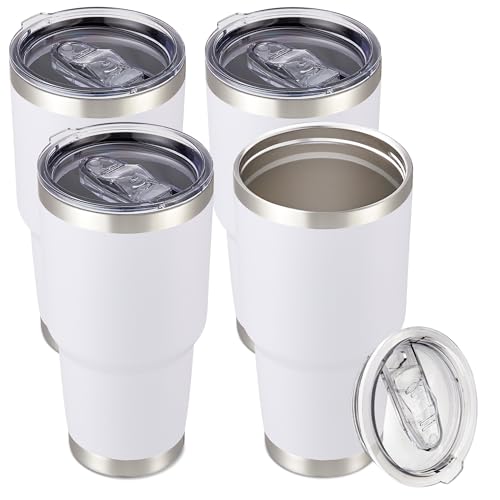 30 oz Tumbler with Lid Stainless Steel Tumblers Bulk (4 Count)