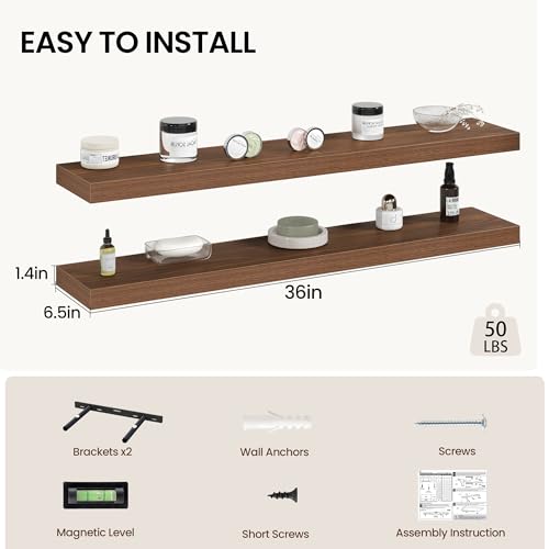 36 Inch Floating Shelves Wall Mounted for Display (2 Count)