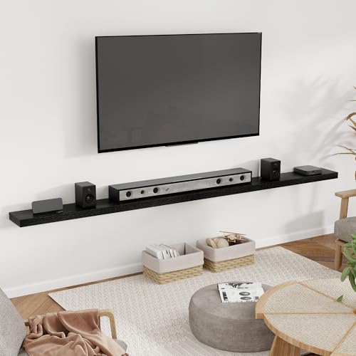 55 Inch Floating Shelves for Wall 8 Inch Deep Black Shelves Set of 2 (2 Count)