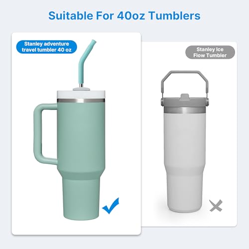 2 Pcs Stainless Steel Straws for 40 oz Stanley Tumbler