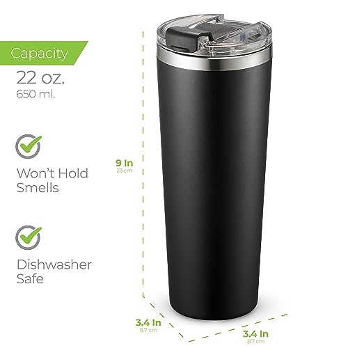 22 oz Insulated Coffee Tumbler with Leakproof Lid