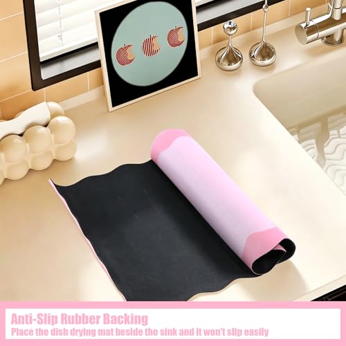Pink Scalloped Coffee Mat for Countertop Coffee Bar Mat Matt