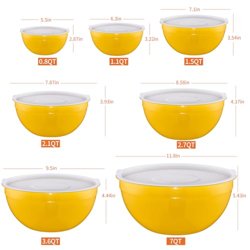 Yellow Mixing Bowls with Lids Set of 7